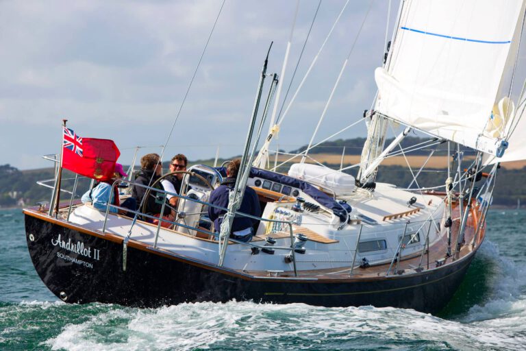 Rustler 37 sailing - stern view