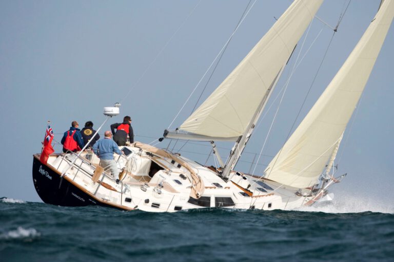 Rustler 44 sailing - stern view